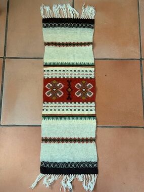 Vintage Woven Small Aztec Southwestern Tribal Table or Runner Rug